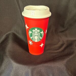 Starbucks Red and White Holiday Anniversary Plastic Cup